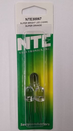 10mm Super Bright Orange LED 2000mcd (3Pk) Clear Lens