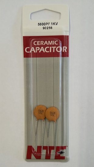 5,600pf/5.6nf/0.0056uf 1000V Ceramic Disc Capacitor (2Pk)