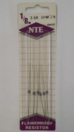 3.6K Ohm, 1/8W, 2% Metal Film Flameproof Resistor (6Pk)