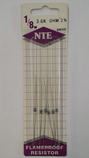 3.6K Ohm, 1/8W, 2% Metal Film Flameproof Resistor (6Pk)