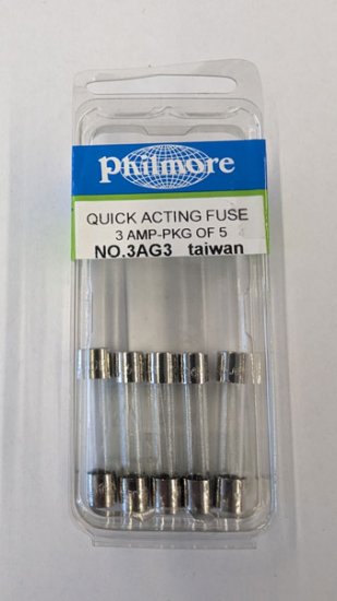3 Amp 3AG Glass Fuse (5Pk) Fast Acting 1/4"x1-1/4"