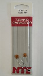 1,500pf/1.5nf/0.0015uf 1000V Ceramic Disc Capacitor (2Pk)