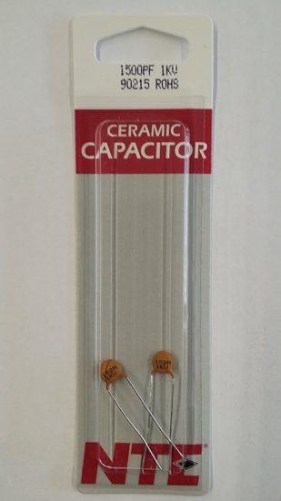 1,500pf/1.5nf/0.0015uf 1000V Ceramic Disc Capacitor (2Pk)