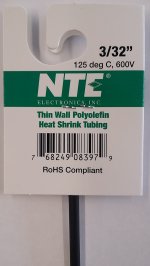 3/32" Black 48" Thin Wall 2:1 Polyolefin Heat Shrink Tubing