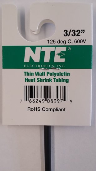 3/32" Black 48" Thin Wall 2:1 Polyolefin Heat Shrink Tubing