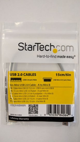 6in Mini USB 2.0 Cable - A to Mini B