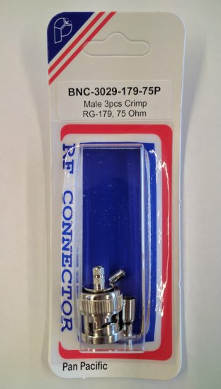 BNC Plug 3-Piece Crimp RG-179/U 75-ohm for 30Awg