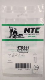 NTE644 Silicon Rectifier, Dual, Common Anode, 400V 16A, TO220