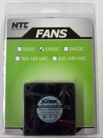 60x60x25mm 12VDC Fan Ball Bearing, 12" Leads