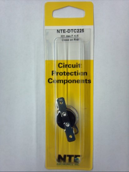 Disc Thermostat 221°F/105°C 15A 125V Close on Rise NTE