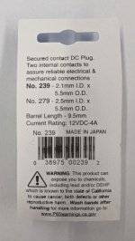 DC Power Plug "M" 5.5/2.1mm w/Strain Relief Secured Contacts