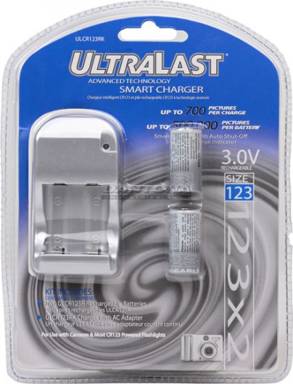 Ultralast CR123A Charger w/2 Batteries