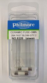 20 Amp (GDA) Ceramic Fuse (2Pk) Fast Acting 5x20mm