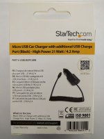 Dual-Port Car Charger USB with Built-in Micro-USB Cable - Black