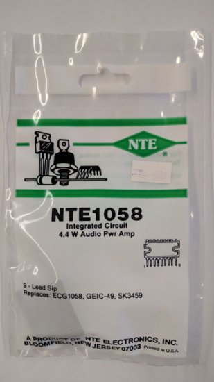 NTE1058 IC, Audio Power Amplifier, 4.4W, 9-Lead SIP