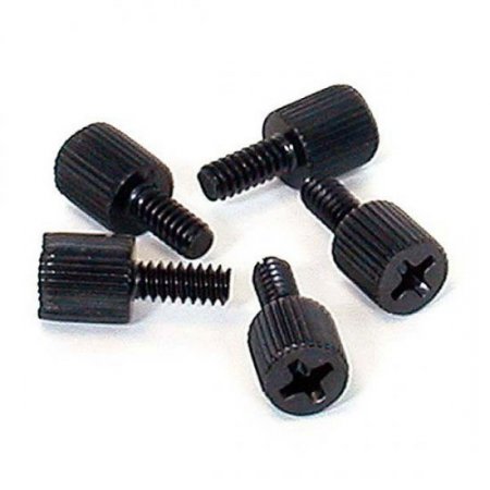 6-32, 5/16in Long Black Metal Computer Case Thumbscrew Pkg of 50