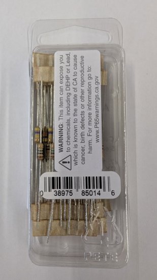1/4W Carbon Film Resistor Kit: 47-1Meg 5ea of 11 Values 55Pk