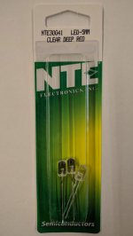 5mm Super Bright Deep Red LED 9000mcd (3Pk) Clear Lens