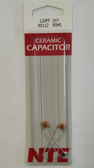120pf/0.12nf/0.00012uf 1000V Ceramic Disc Capacitor (2Pk)
