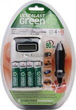 Ultralast 90 Minute Charger w/AA 4-Pack 1.2V Rechargeable NI-MH