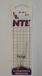 150K Ohm, 1/8W, 2% Metal Film Flameproof Resistor (6Pk)