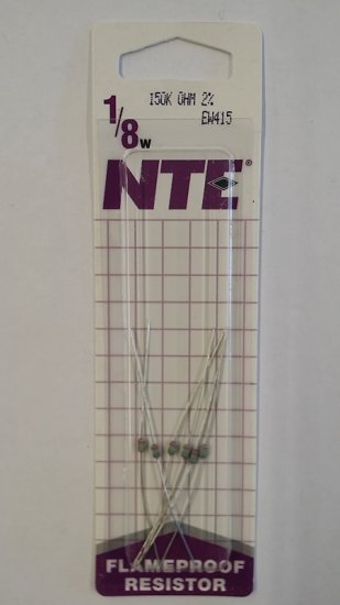 150K Ohm, 1/8W, 2% Metal Film Flameproof Resistor (6Pk)