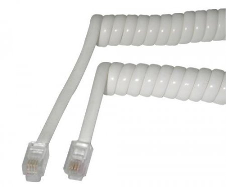 14Ft White Handset Cord (4P4C) Reverse for Voice