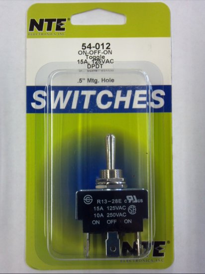 Bat Handle Toggle Switch DPDT On-Off-On 125V 15A
