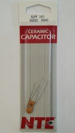 82pf/0.082nf/0.000082uf 1000V Ceramic Disc Capacitor (2Pk)