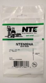 NTE5024A Zener Diode 15.0V 1/2W, DO35