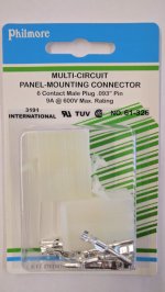 6 Pin 3191 International Panel Mount Male (2Pk) 0.093" Pins 12A