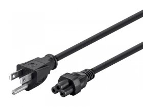 6Ft Black AC Cord, NEMA 5-15P to IEC 60320 C5 "Mouse Ears"