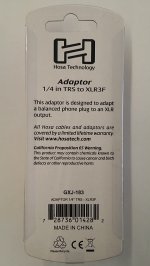 Adaptor 1/4 in TRS to XLR3F