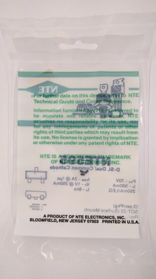 NTE595 Si Diode Dual Common Cathode Hi Speed 70V 0.25A 6NS (3Pk)