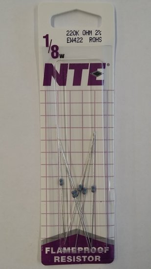 220K Ohm, 1/8W, 2% Metal Film Flameproof Resistor (6Pk)