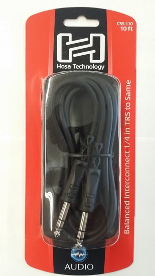 10Ft Balanced Interconnect Cable 1/4in TRS to Same
