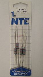 1.3K Ohm 1 Watt Metal Oxide Film Resistor (4Pk) 2% Tolerance