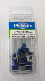 Fork/Spade Insulated 16-14Awg #10 Stud (12Pk) Blue Vinyl