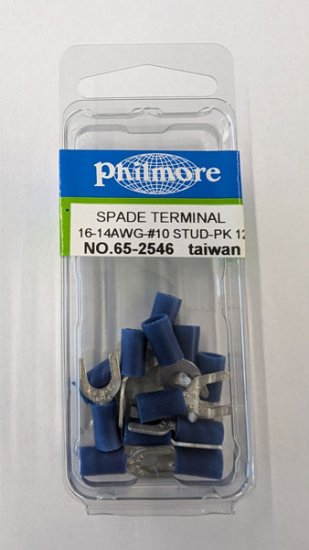Fork/Spade Insulated 16-14Awg #10 Stud (12Pk) Blue Vinyl