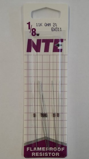 11K Ohm, 1/8W, 2% Metal Film Flameproof Resistor (6Pk)