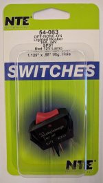 Red 12VDC Lighted Rocker Switch Incan SPST Off-None-On 12V 10A