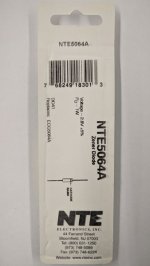 NTE5064A Zener Diode 2.8V 1W, DO-41/DO-15