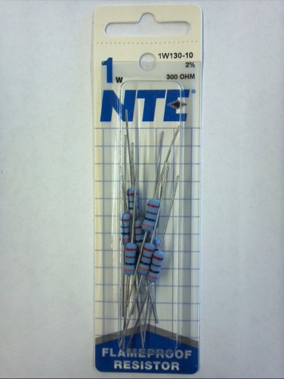 300 Ohm 1 Watt Metal Oxide Film Resistor (10Pk) 2% Tolerance