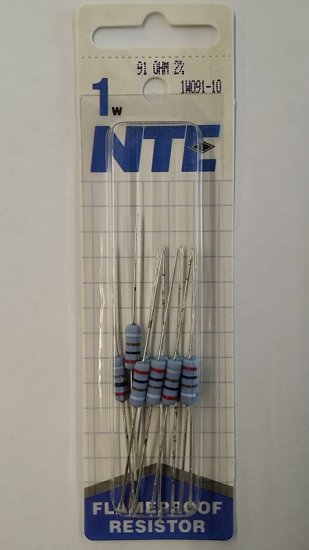 91 Ohm 1 Watt Metal Oxide Film Resistor (10Pk) 2% Tolerance