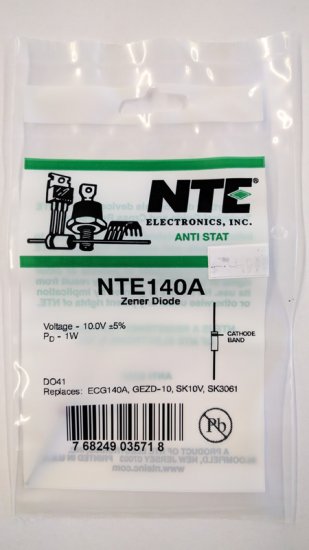 NTE140A Zener Diode (2Pk) 10V 1W