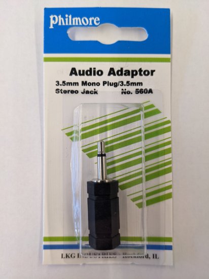 (3.5mm) 1/8" Stereo Jack to (3.5mm) 1/8" Mono Plug Adapter