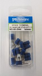 Fork/Spade Insulated 16-14Awg #6 Stud (12Pk) Blue Vinyl