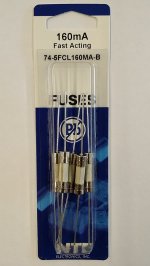 0.16 Amp (160mA) GDA-V Axial Ceramic Fuse 5Pk Fast Acting 5x20mm