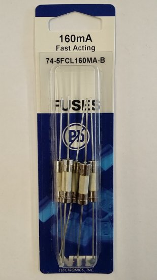 0.16 Amp (160mA) GDA-V Axial Ceramic Fuse 5Pk Fast Acting 5x20mm