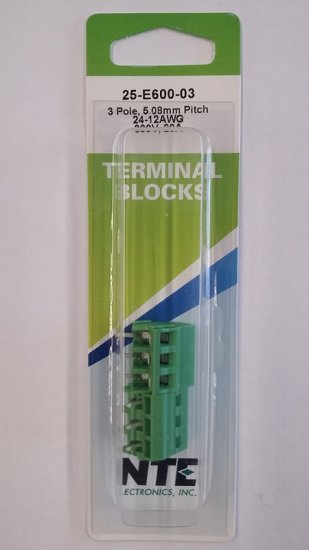Terminal Block Eurostyle 2 Pole (3Pk) 5.08mm Pitch 300V 20A